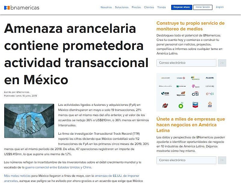 Amenaza arancelaria contiene prometedora actividad transaccional en Mxico